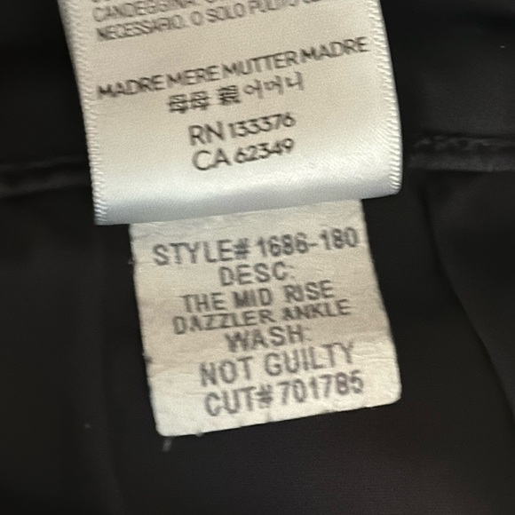 MOTHER The Dazzler Black Mid Rise Crop Stretch Denim Ankle Jeans 32 Not Guilty - Picture 9 of 9